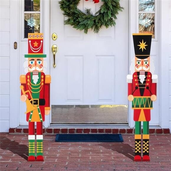 2 Pack Wooden Christmas Soldier Nutcracker Porch Decor 31.5 Inch - Picture 8 of 8